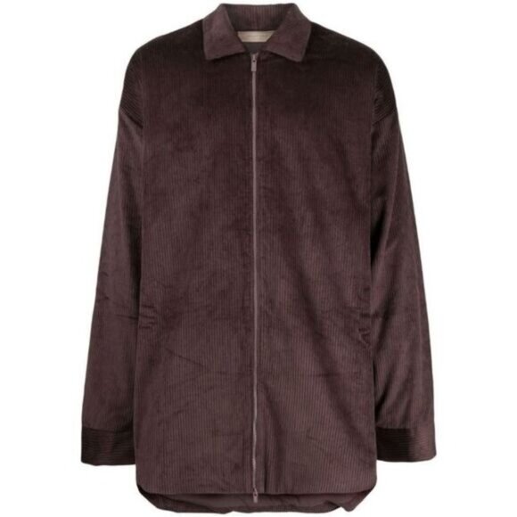 Fear of God Essentials Corduroy Shirt Jacket Men's Plum M Brown Full Zip Cotton - Picture 1 of 10